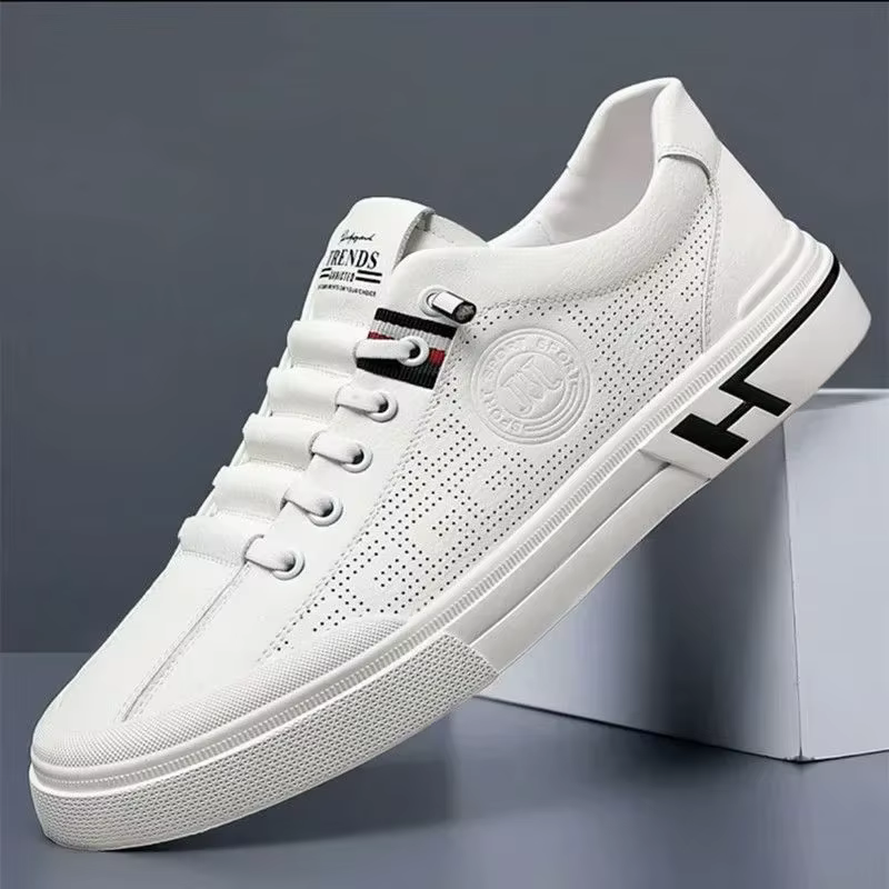Baskets de créateur tendance pour hommes, chaussures de sport, mocassins blancs, respirants, plates,