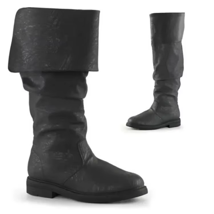 Chaussures médiévales pour hommes et femmes, bottes hautes plates pour hommes, bottes de Cowboy rétr