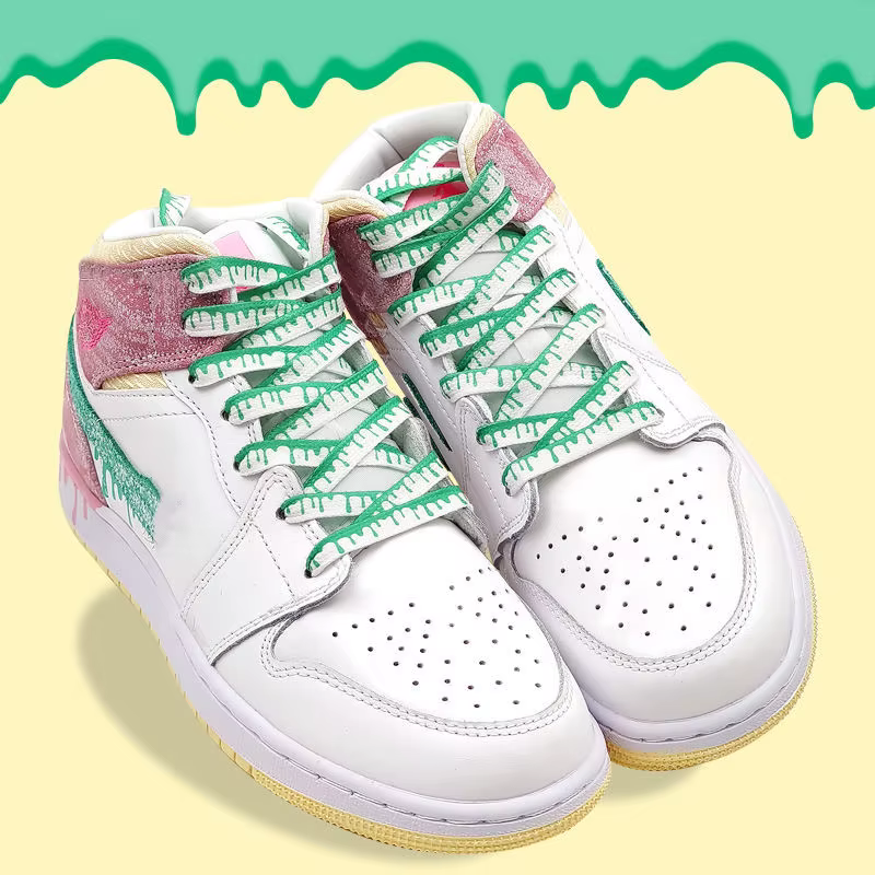 Af1 lacets de crème glacée pour baskets Mandarin canard poudre vert lacets coulant lacet coloré fleu
