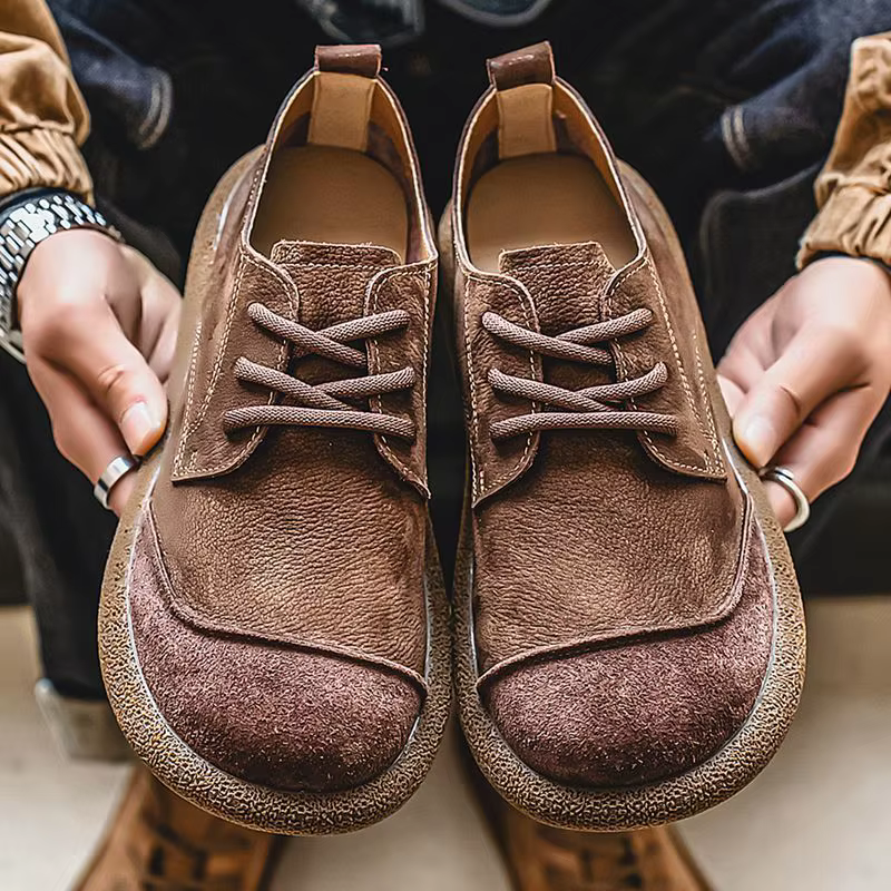2025 chaussures pour hommes automne nouvelles chaussures décontractées bout large rétro bas à lacets