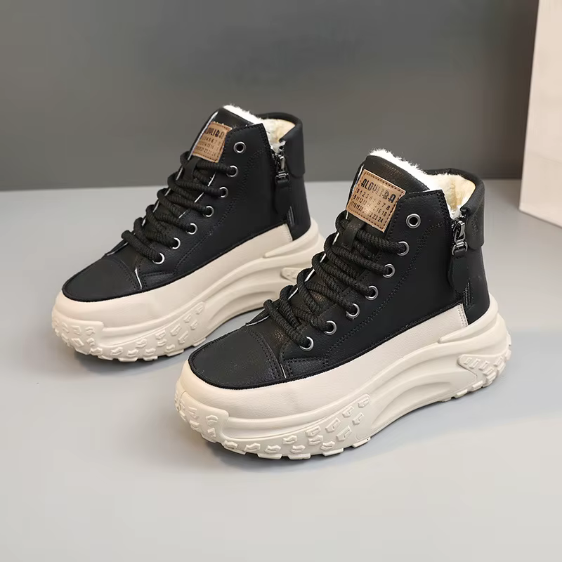 Chaussures montantes pour femmes, bout rond, semelle épaisse, baskets décontractées, vente chaude de