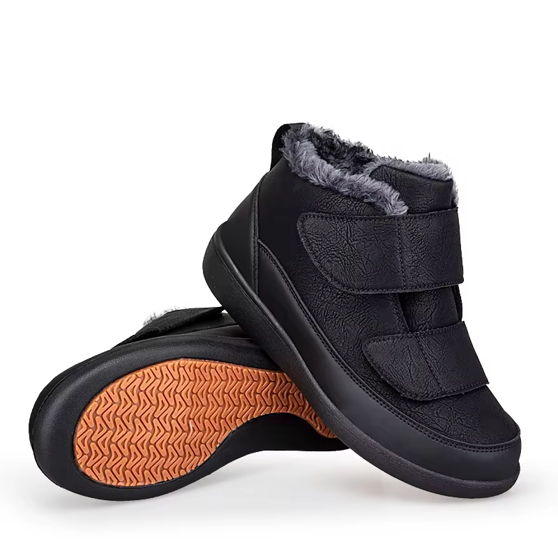 Bottines de neige à bout large pour hommes, chaussures chaudes doublées de fourrure en coton, grande