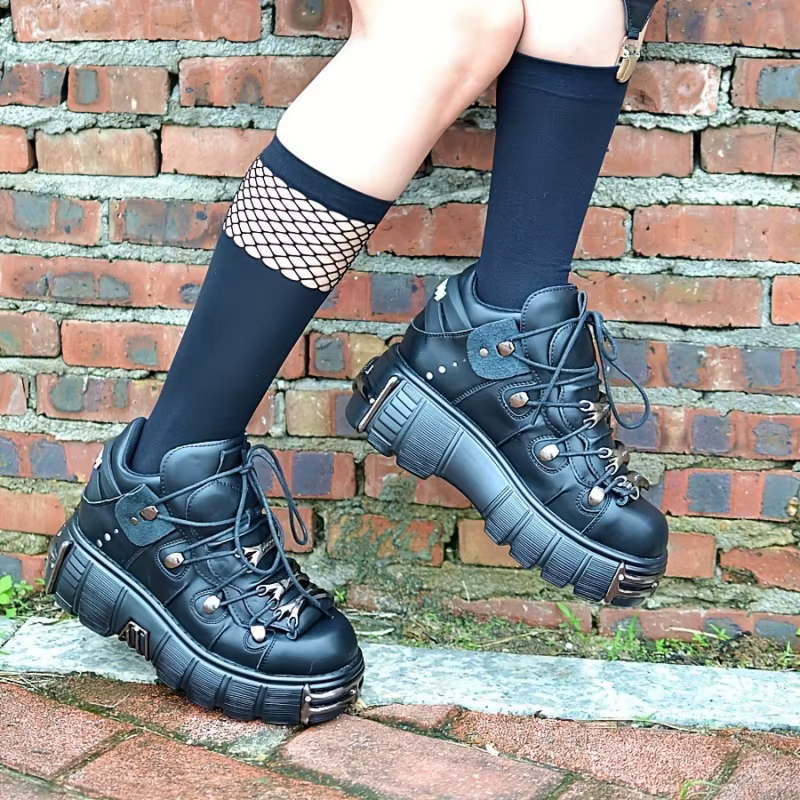 Thick Bottom Platform Women Sneakers Rock Metal Decoration Large Size Casual Trainers Punk Style Got