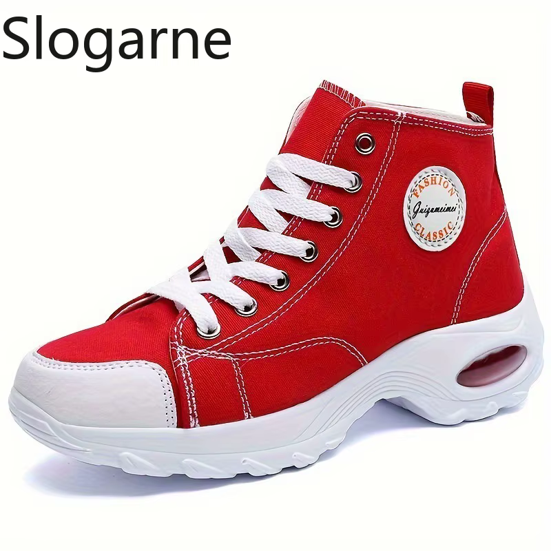 Baskets montantes en toile pour femmes, semelle épaisse, hauteur accrue, chaussures pour filles, bot