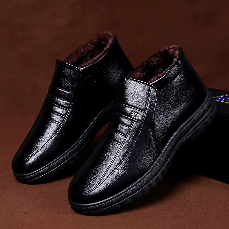 Chaussures en coton pour hommes haut imperméable hommes chaussures en cuir décontractées hiver botte