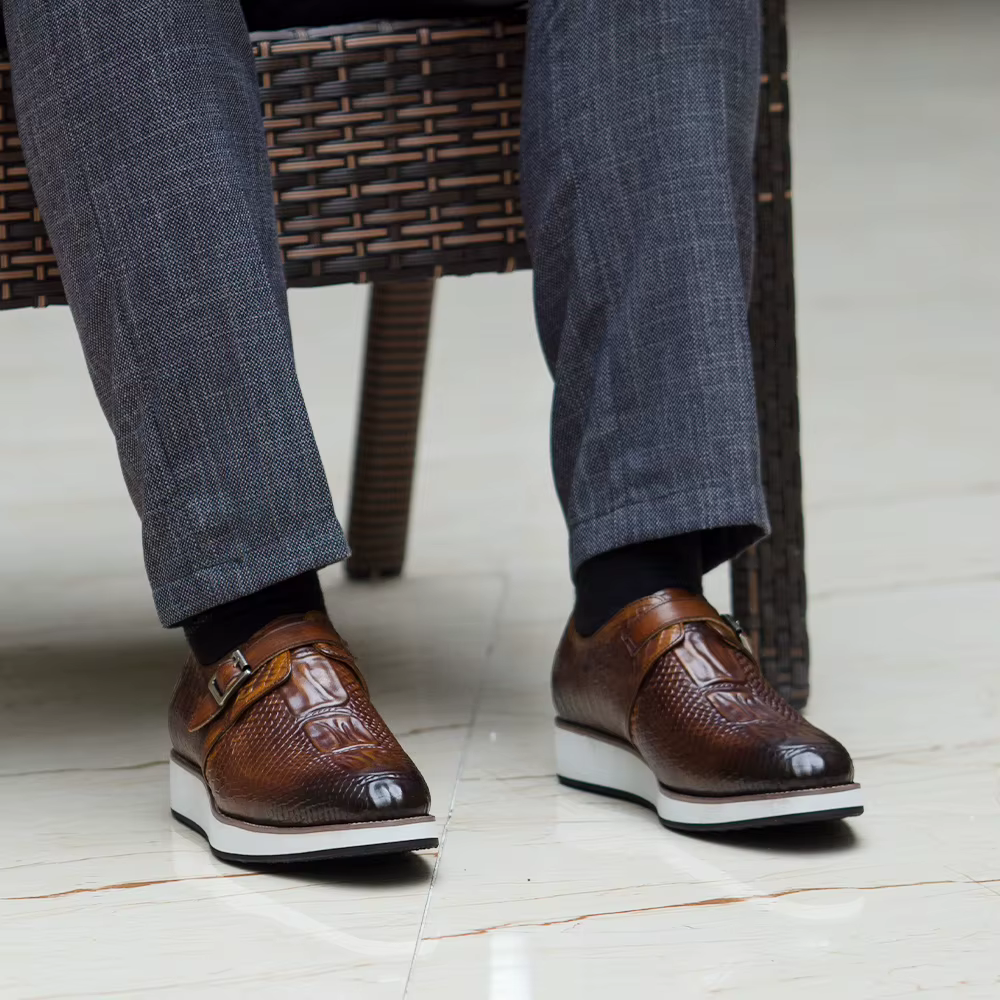 Hommes chaussures décontractées en cuir véritable motif Crocodile chaussure classique pour hommes en