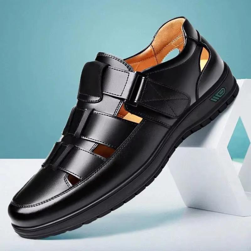 Chaussures en cuir noir pour hommes, chaussures d'affaires décontractées, talons hauts, semelle soup