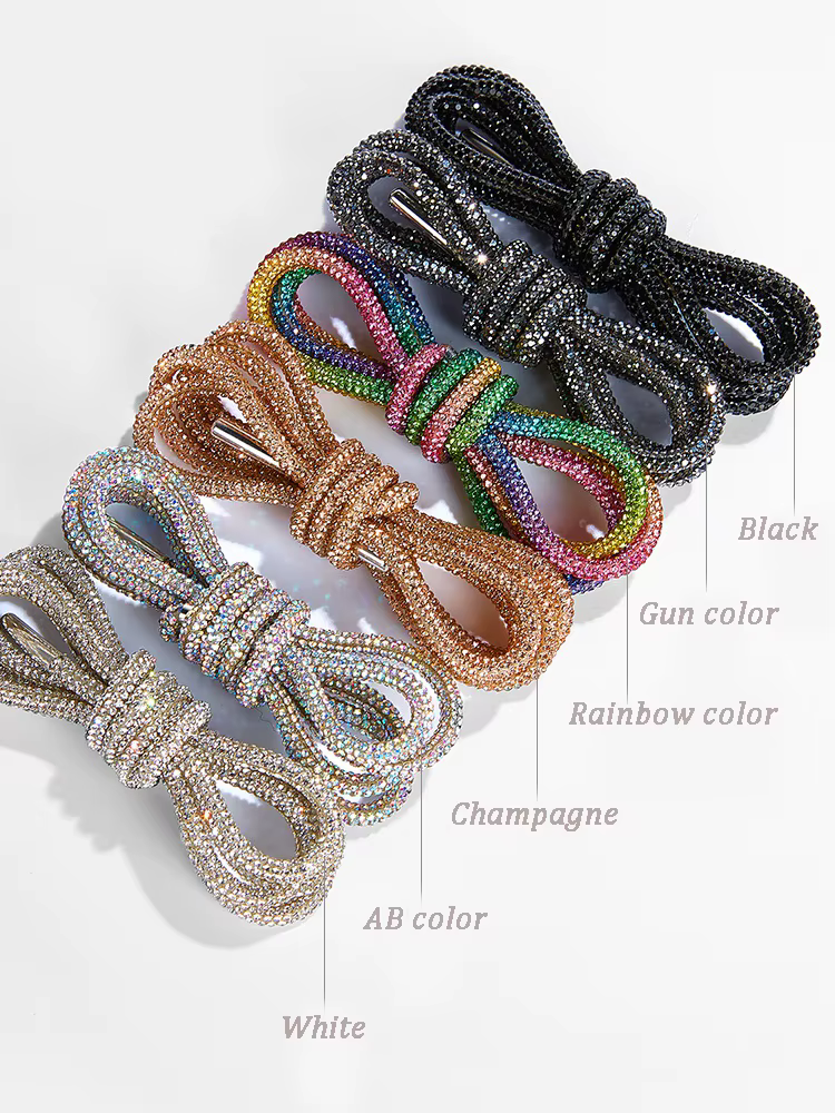 1 pièces lacets ronds en strass arc-en-ciel diamant lacet baskets lacets de chaussures cordon bricol