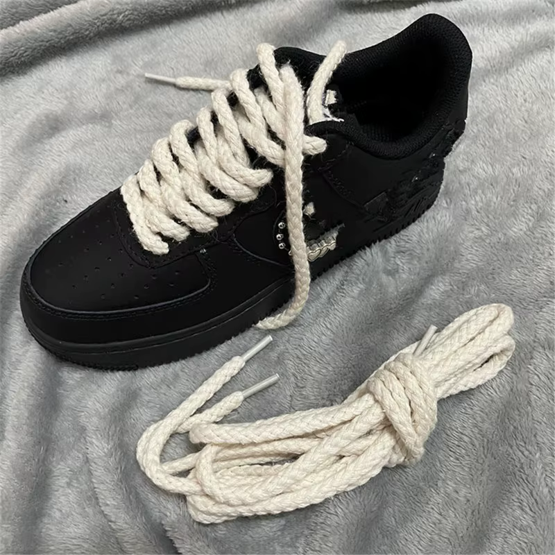 Lacets de chaussures en lin et coton 7mm lacets ronds audacieux pour baskets lacets chaussures lacet