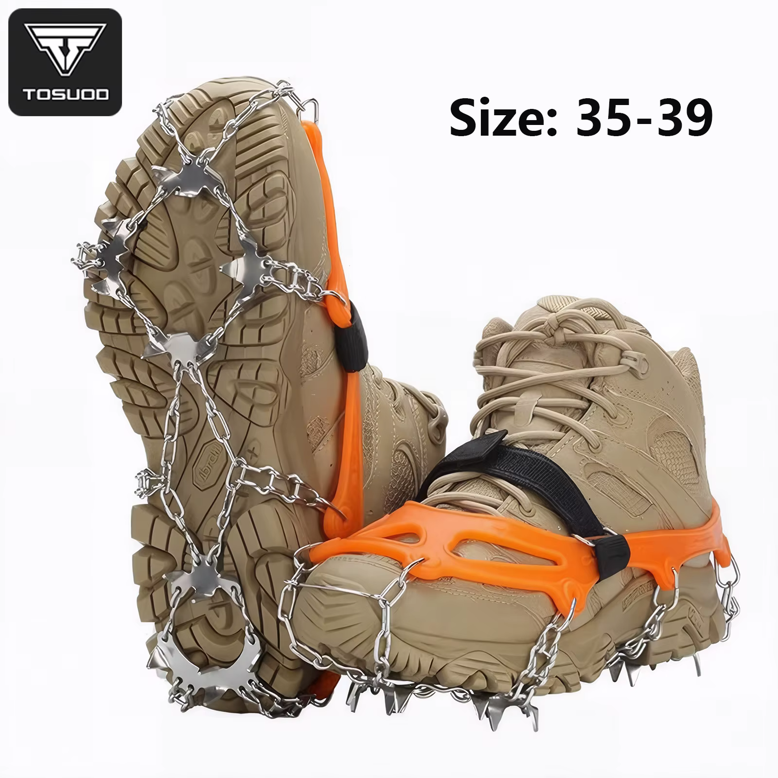 Crampons antidérapants TOSUOD à 19 pointes pour chaussures, randonnée en plein air, escalade, crampo