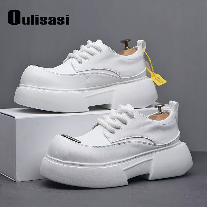 Chaussures de luxe argentées pour hommes, baskets légères et résistantes à l'usure, à plateforme reh