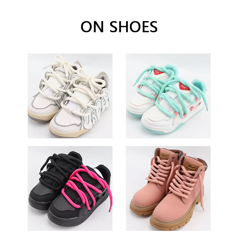 Lacets ronds en coton et lin pour baskets, bottes de Sport, chaussures de planche appropriées, toile