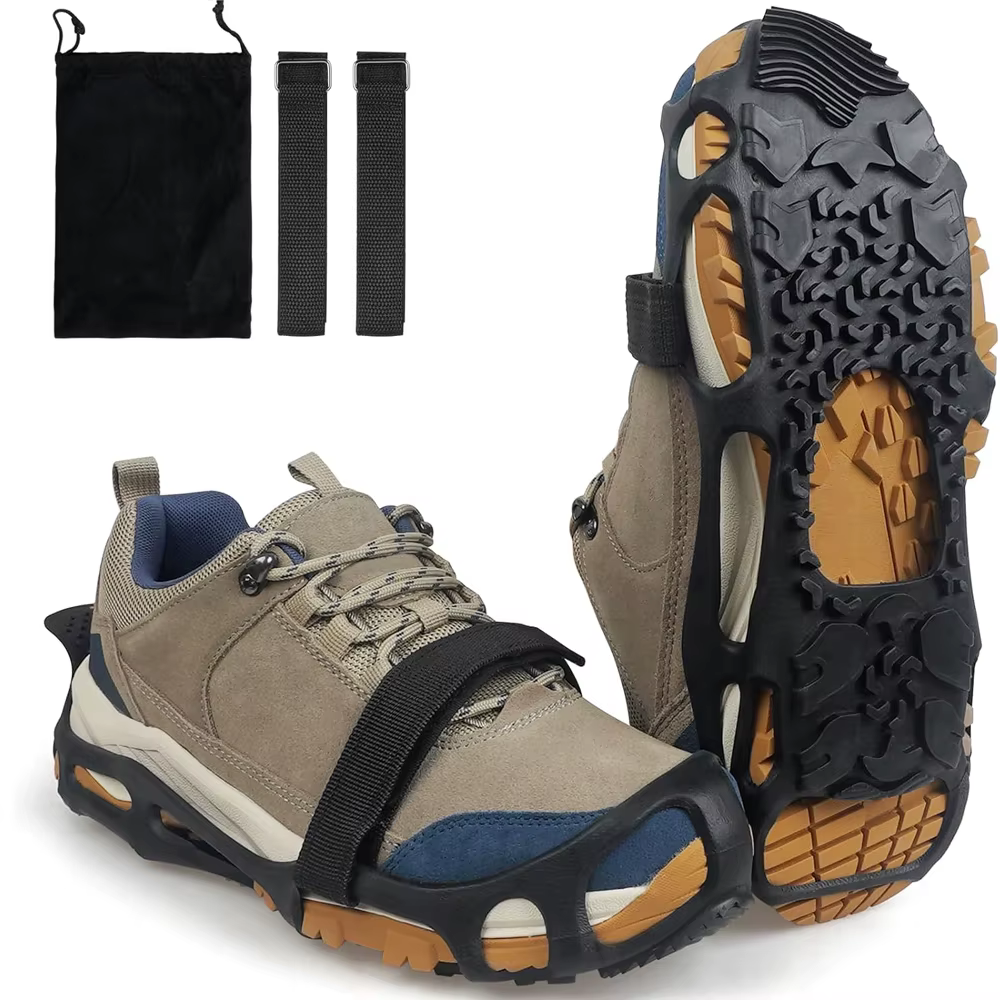 Ice Aleats-Chaussures coordonnantes sans pointes, poignées de traction, crampons, aides à la tractio