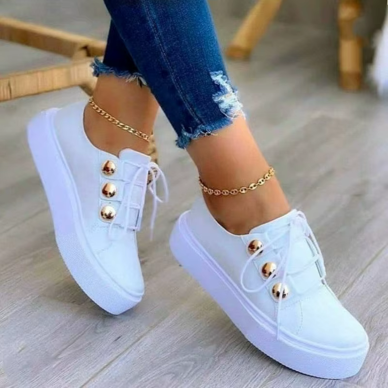 Chaussures pour femmes baskets en cuir Pu mode haute qualité chaussures décontractées bout rond à la