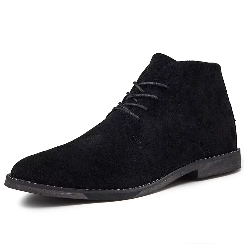 Bottes Chelsea marron tendance pour hommes, style britannique, chaussures en daim à tige haute, à la