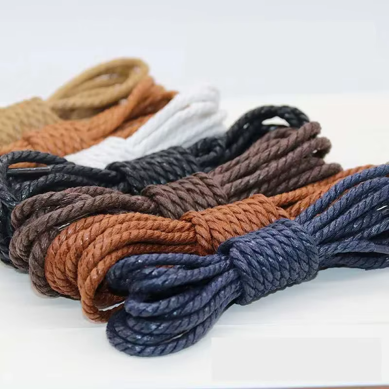 Lacets de chaussures ronds en cuir ciré pour adultes, bottes de loisirs en plein air, lacets lumineu