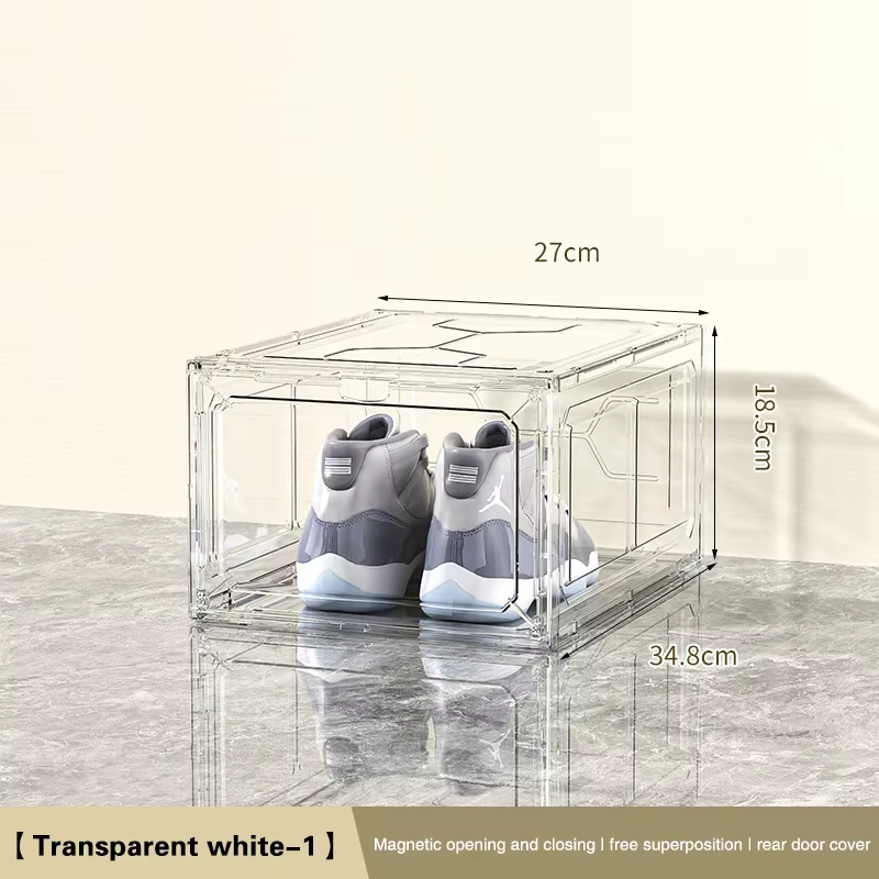 Boîte à chaussures transparente avec porte d'aspiration magnétique, support de rangement en plastiqu