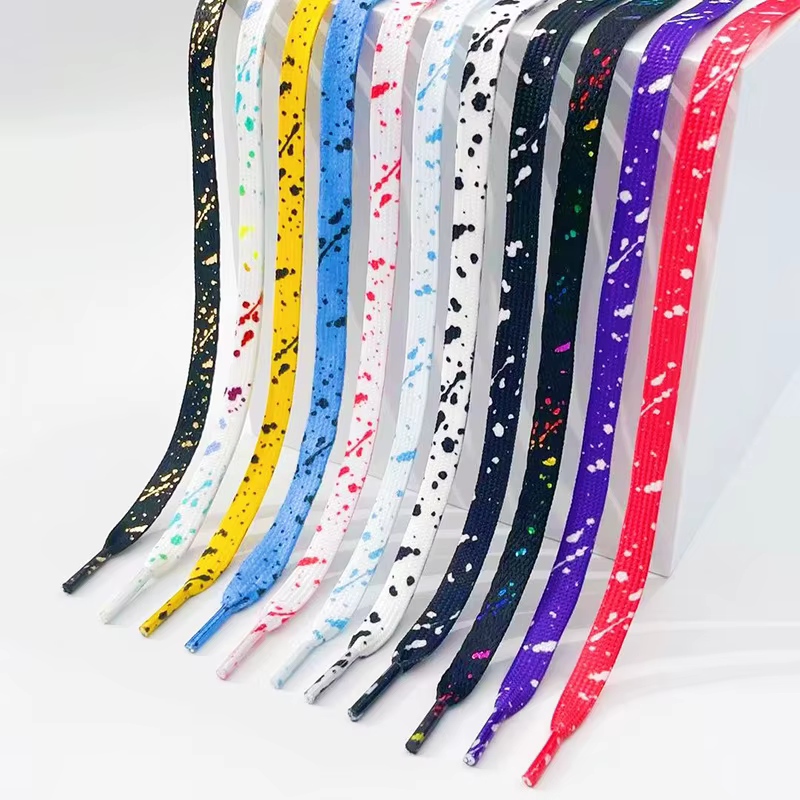 Lacets de lacets à éclaboussures d'encre pour Sneaker Flat Doring Printing Lacets de chaussures de b