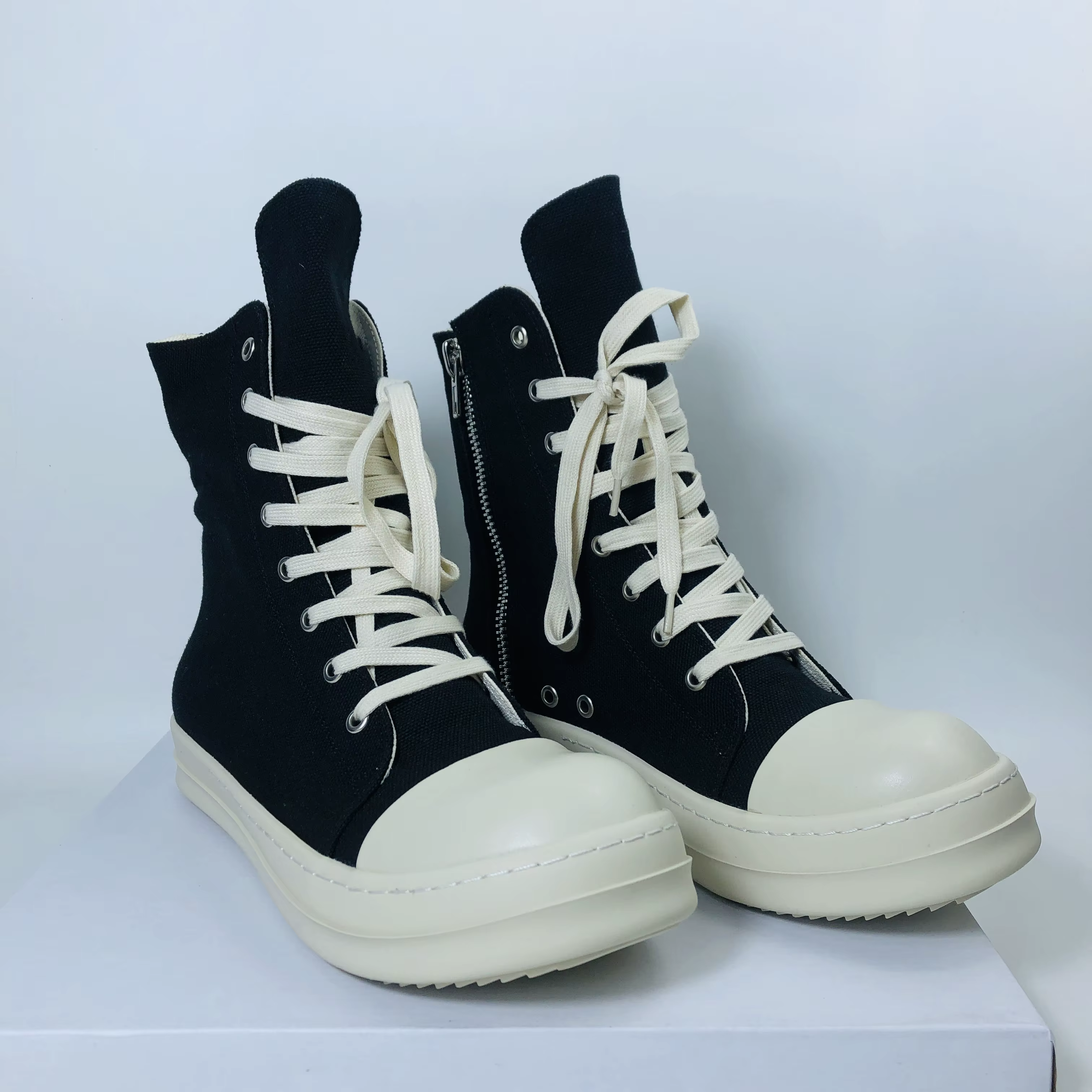 Hommes chaussures hautes décontracté femmes toile baskets à lacets Zip luxe haute rue automne chauss