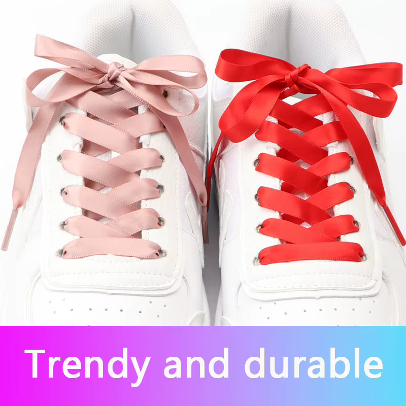 Lacets de chaussures en ruban de soie Satin lacets plats femmes baskets lacet bottes lacets pour cha