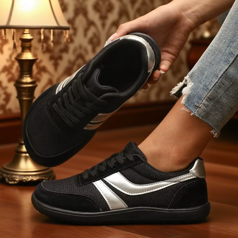 Chaussures à bout large pour femmes baskets pieds nus décontracté large dernière mode toile noir pla