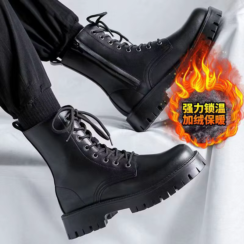 Homme En Cuir Véritable Bottes De Moto Mode Fête Robe de Nuit Noir Chaussures montantes Bottes de Co