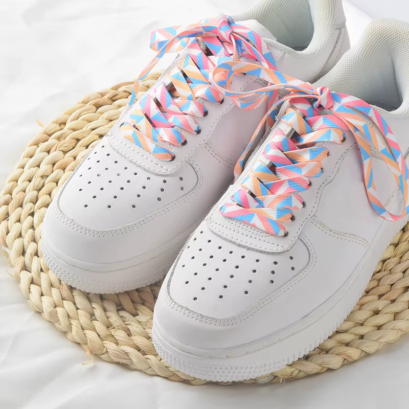 Crème glacée lacets de chaussures colorés pour Tennis lacets dégradés plats pour baskets arc-en-ciel