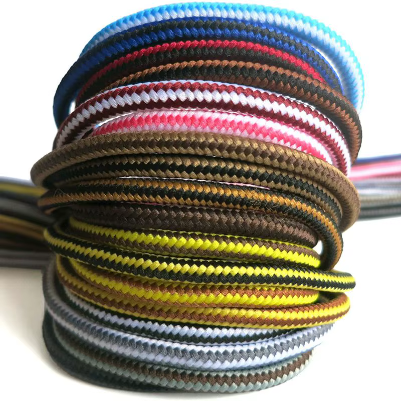 1 paire de lacets de chaussures rayés Double couleur 18 couleurs, lacets ronds pour baskets d'extéri