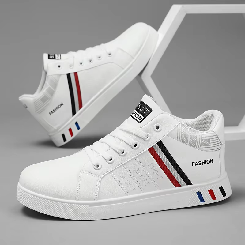 Chaussures de skate en cuir pour hommes, baskets montantes, mode masculine, antidérapantes, chaussur