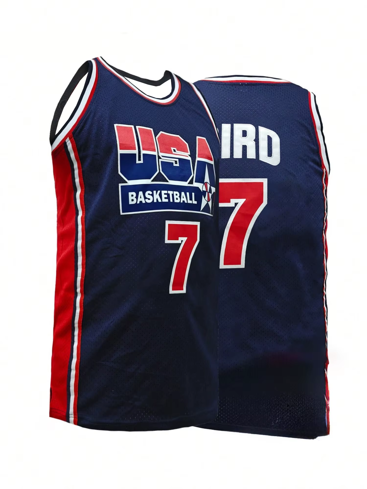 Hommes # Maillot de basket-ball 7, imprimé avec patch USA, débardeur sans manches à col rond pour le