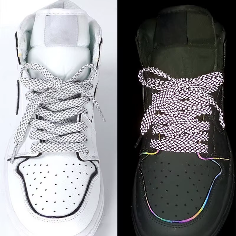 1 paire de lacets réfléchissants plats de 3M pour baskets brillent la nuit être Applicable AF1/AJ Sp