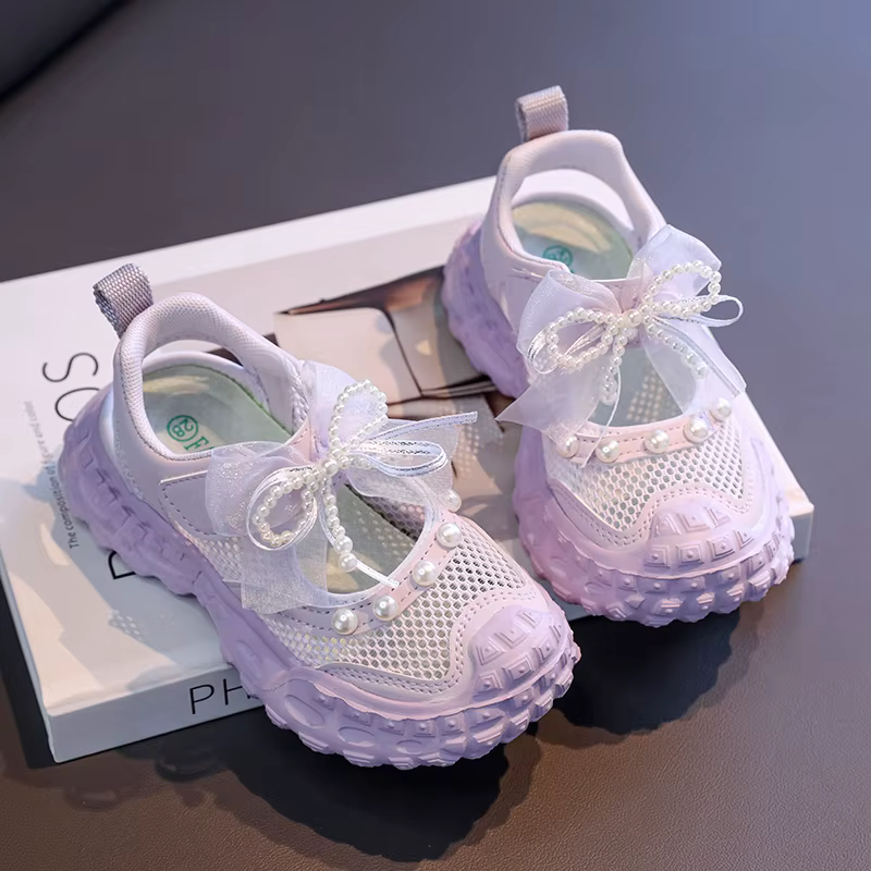 Baotou – sandales princesse pour filles, chaussures à maille unique avec perles étrangères, baskets 