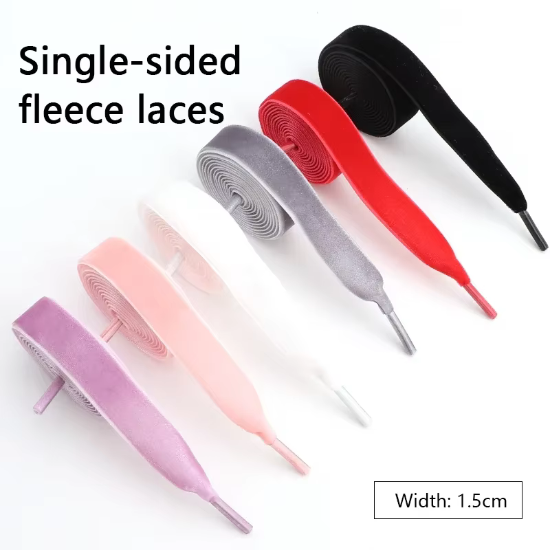 Lacets plats en velours pour femmes, fil de neige, ruban de satin, baskets à la mode, largeur 1.5cm,