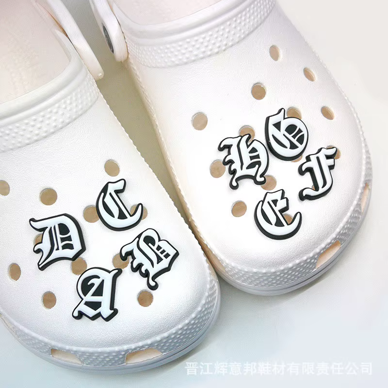 Décorations de chaussures avec lettres de nouveau Style, breloques de chaussures de l'alphabet angla
