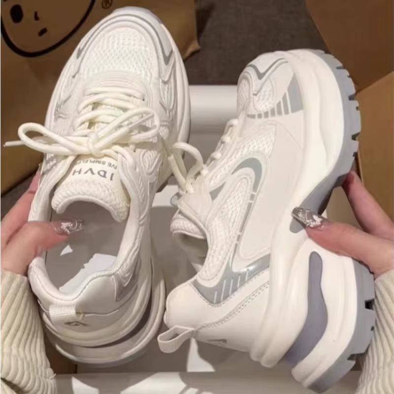 Baskets décontractées pour femmes, style Dad Sneakers, respirantes, à semelle souple, en maille, pou