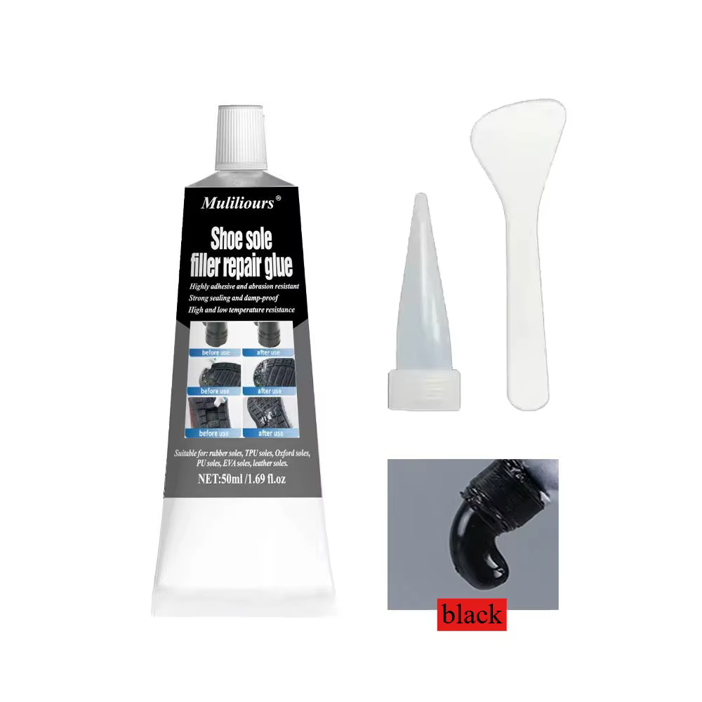 Kit de réparation de chaussures 2 pièces, colle blanche et noire pour semelles, imperméable, séchage