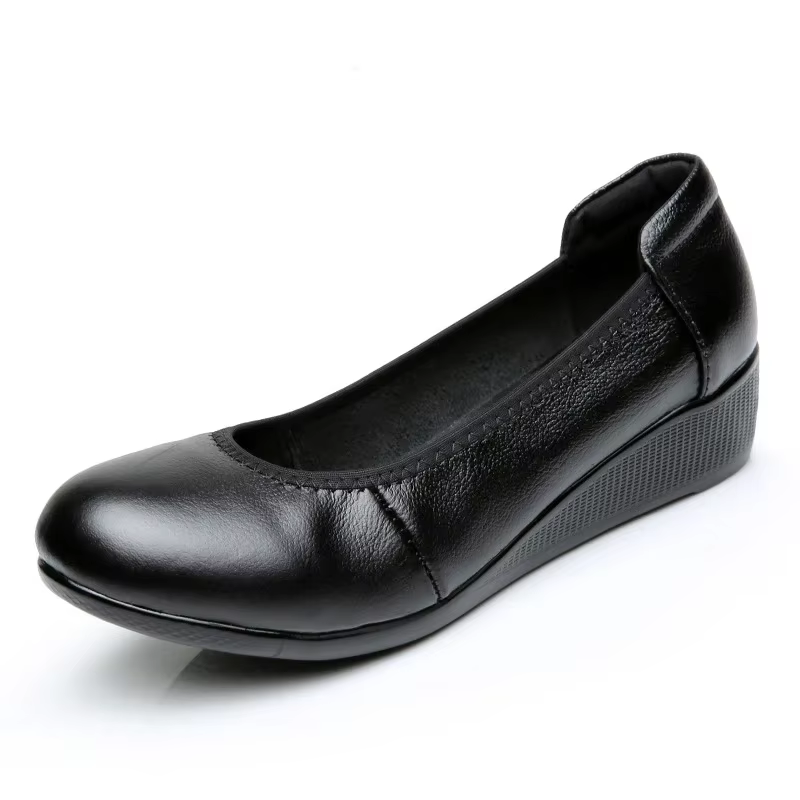 MVVJKESummer-Ballerines en Cuir group pour Femme, Chaussures de Bureau Confortables, Compensées Noir