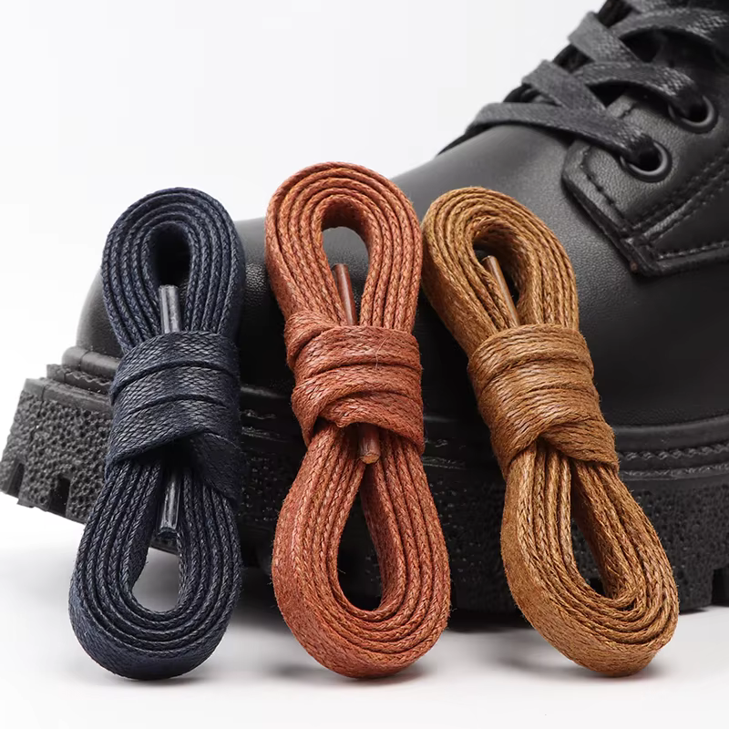 Lacets Lumineux Plats Imperméables en Cuir Ciré, Accessoires Décontractés pour Bottes Unisexes, Long