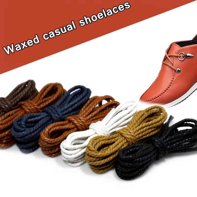 1 paire Shoelce lacets en cuir décontractés lacets ronds cirés chaussures Martin bottes chaussures d