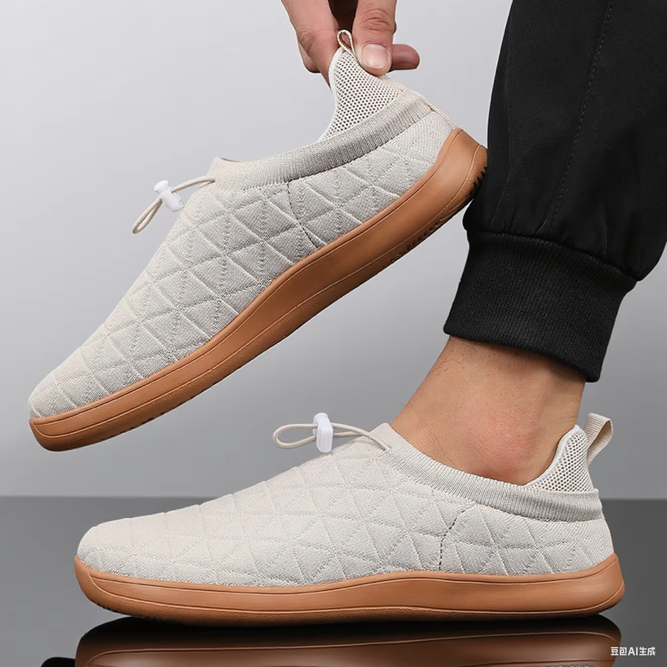 Chaussures de sport grises minimalistes avec semelles de chaussures à enfiler – Chaussures confortab