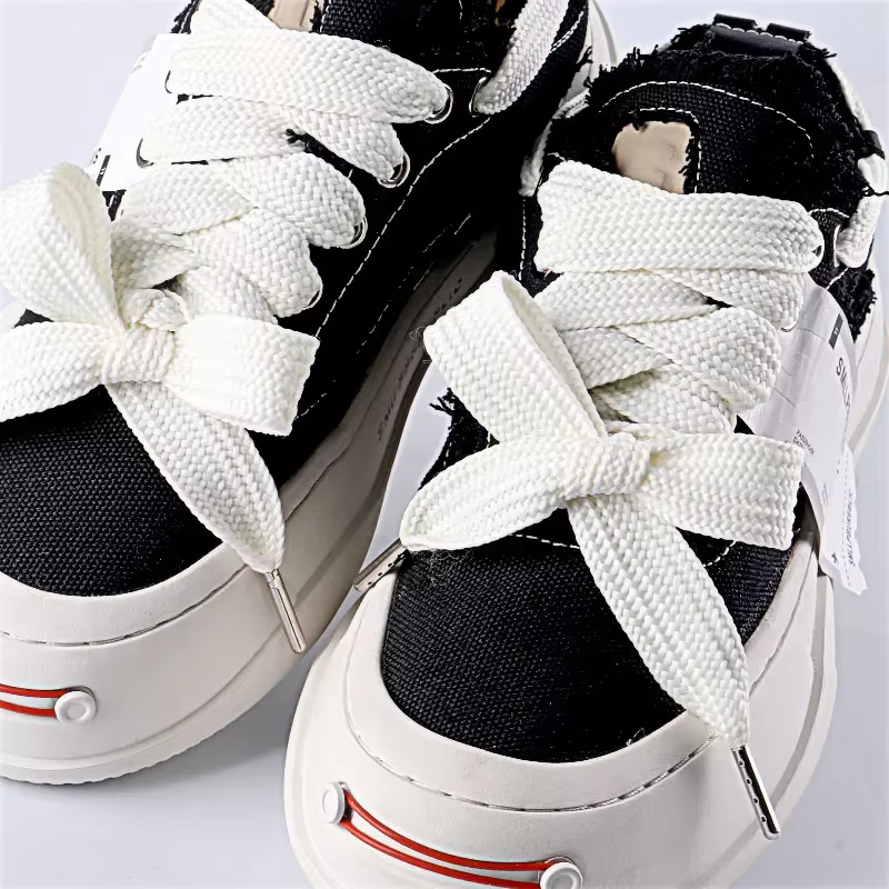 Lacets Plats Classiques de 2cm de Largeur pour Baskets, Accessoires de Chaussures à Tête en PVC/Méta