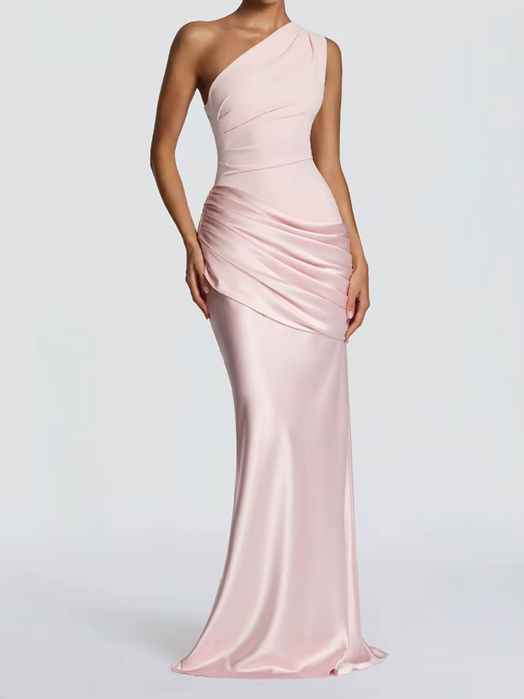 Robe élégante de style rétro classique à effet drapé, coupe ajustée irrégulière, sexy et haut de gam