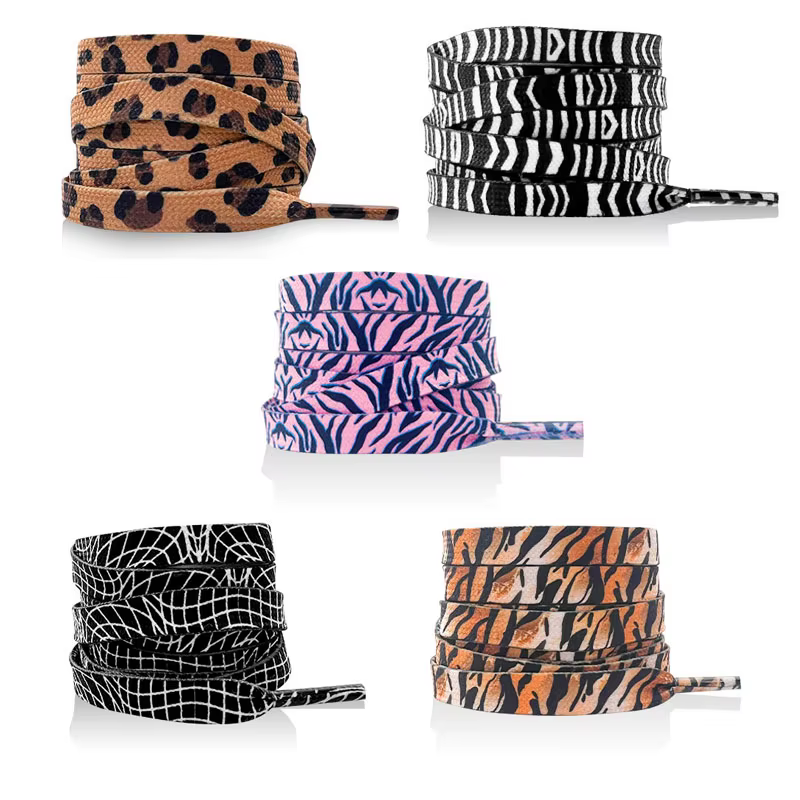 Lacets plats classiques pour baskets imprimé Animal léopard zèbre serpent lacets créatifs unisexe dé