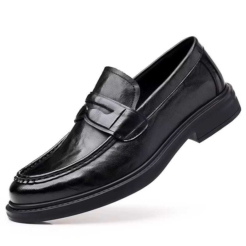 Chaussures italiennes à enfiler en cuir haut de gamme pour hommes, robe d'affaires à bout carré, moc