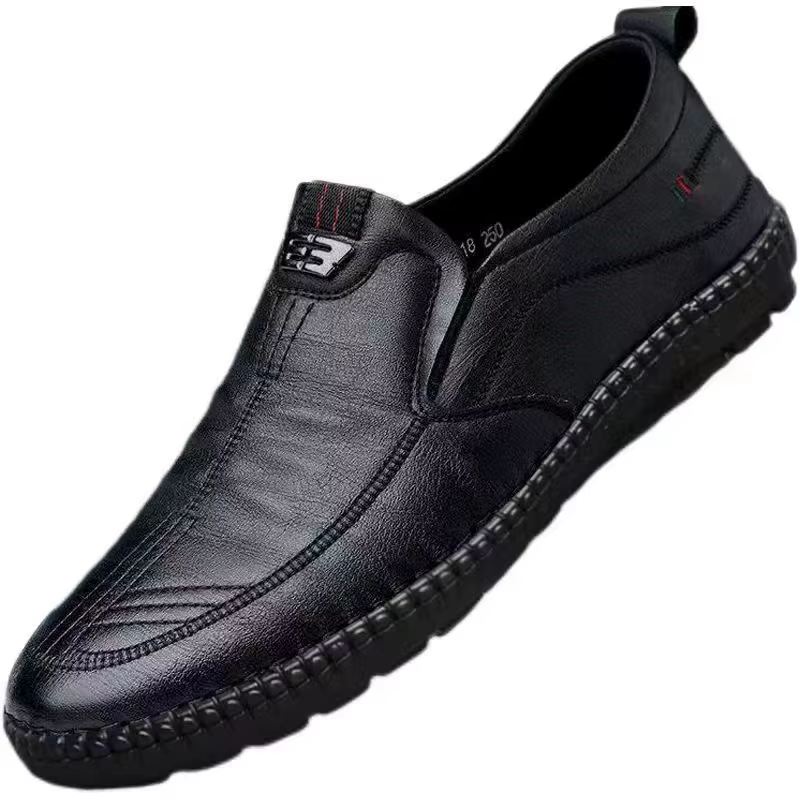 Mocassins en cuir pour hommes, chaussures plates de marche antidérapantes, respirantes, décontractée