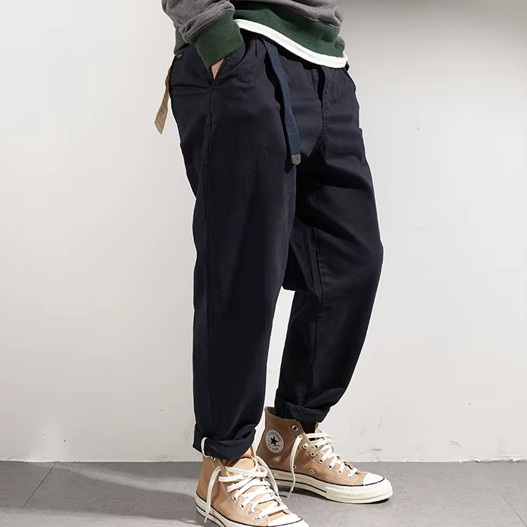 Pantalons décontractés japonais avec pieds amples rétro, vêtements à la mode pour hommes lavés avec 