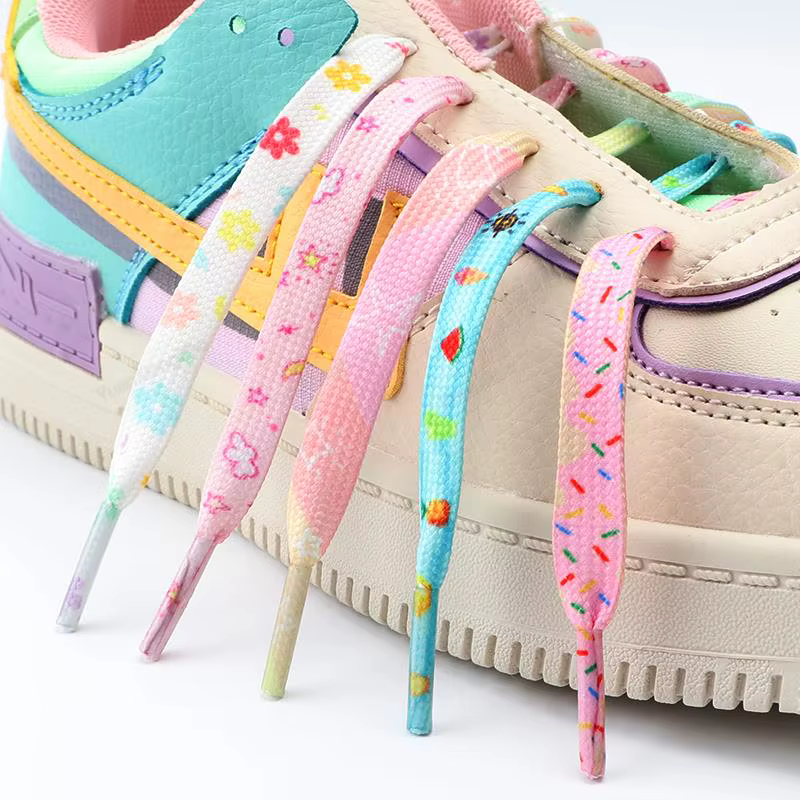 Lacets Lumineux Imprimés en Tissu de Qualité pour Baskets, Chaussures Plates, à la Mode, pour Bol, L