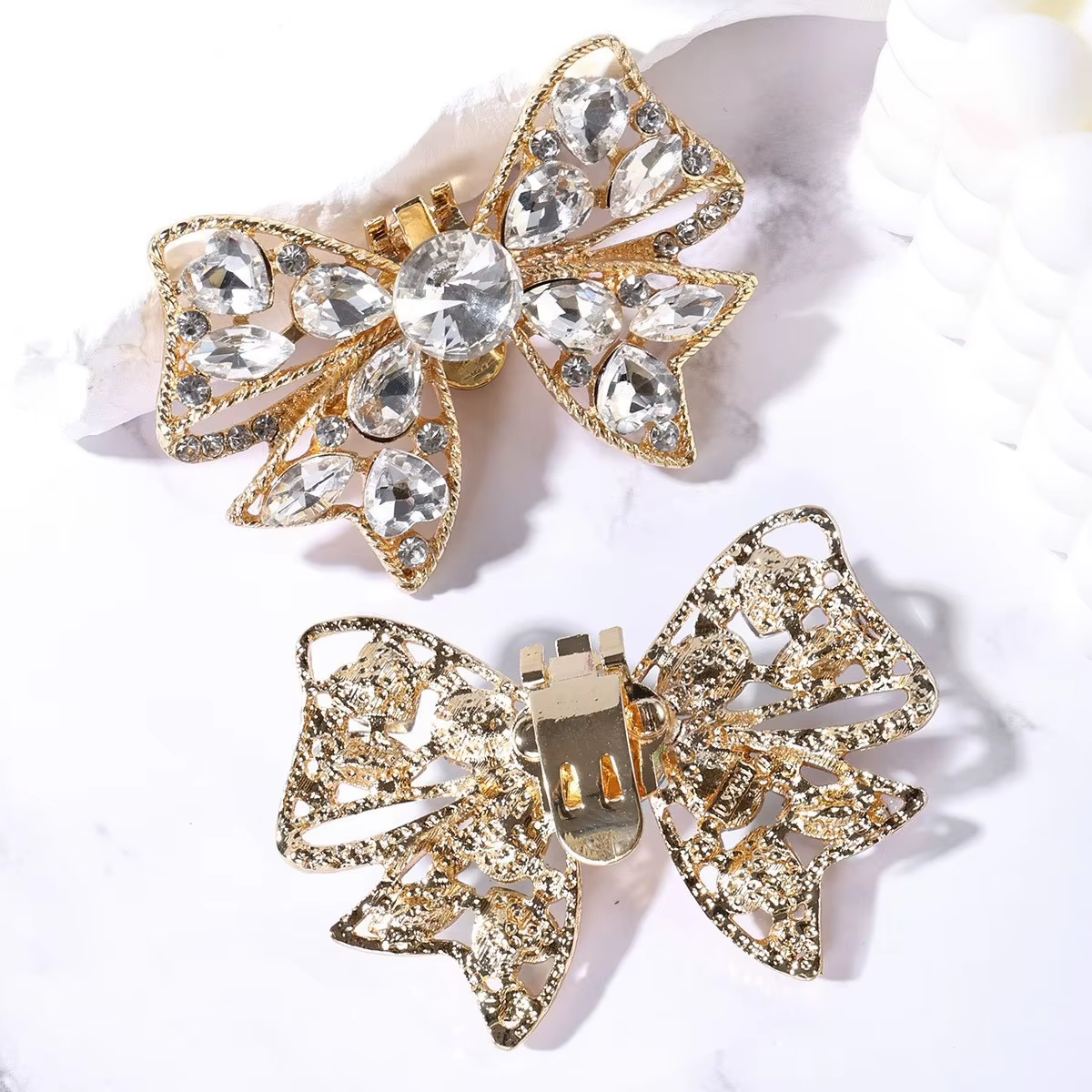 2 Pièces Boucles de Chaussures en Strass pour Mariage, Décoration Florale pour Chaussures à Talons H