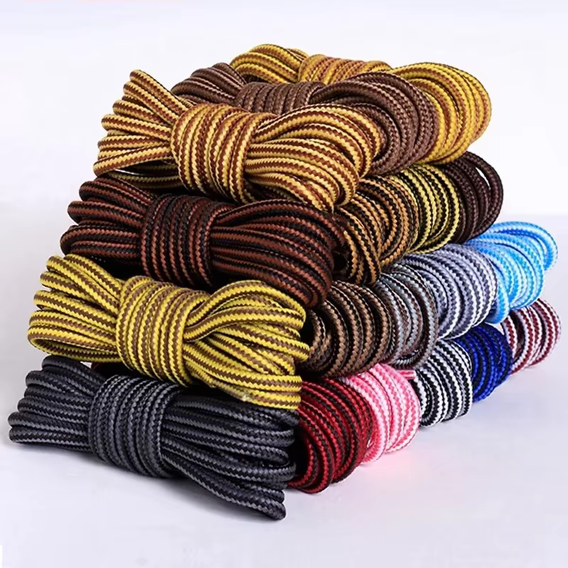 Botte d'extérieur Martin lacets de chaussures ronds randonnée marche loisirs sport lacet rayé Double