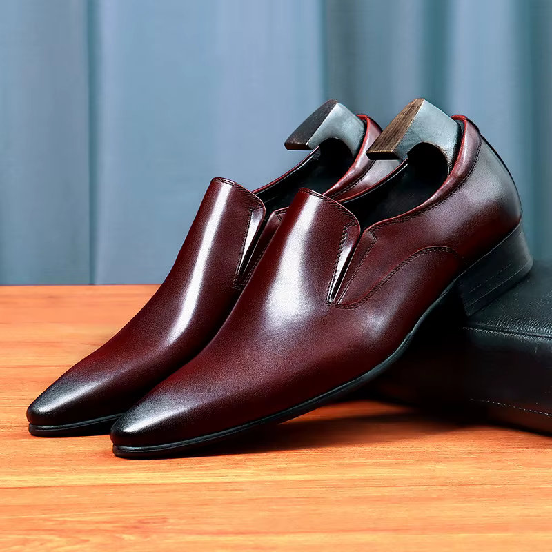 Chaussures en cuir de vachette couche supérieure pour hommes, chaussures provoqué d'affaires en cuir